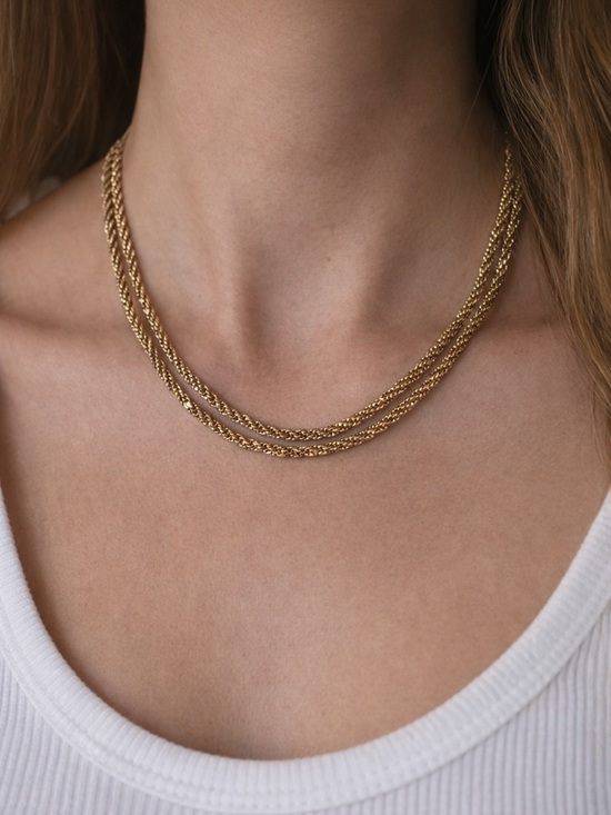 Dior Jewelry - Christian Dior Classic Gold Triple Rope Chain Necklace - Women's Jewelry